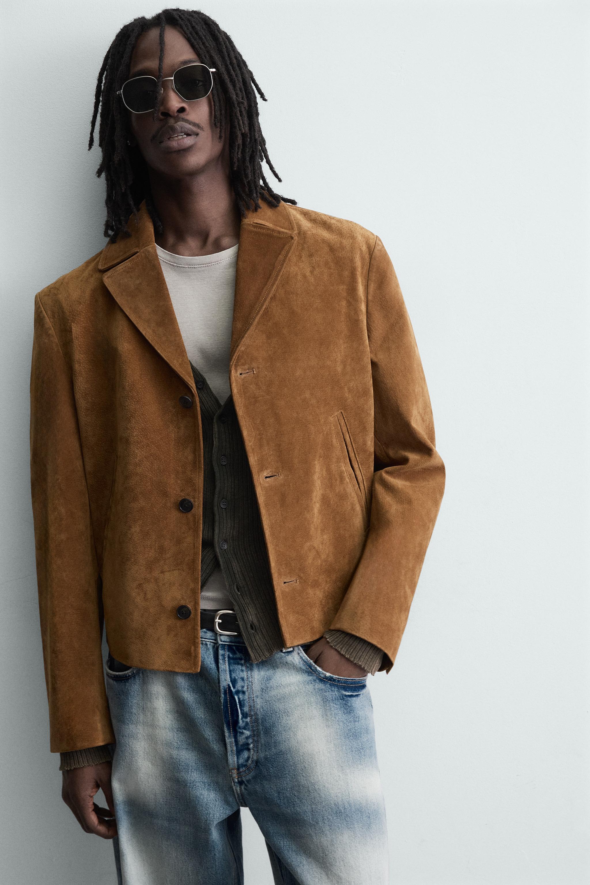 BLOUSON EN CUIR CROÛTE DE